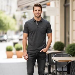 Denim & Flower Collared Tight Slim Fit Polo Shirt Medium 38 Grey Preppy